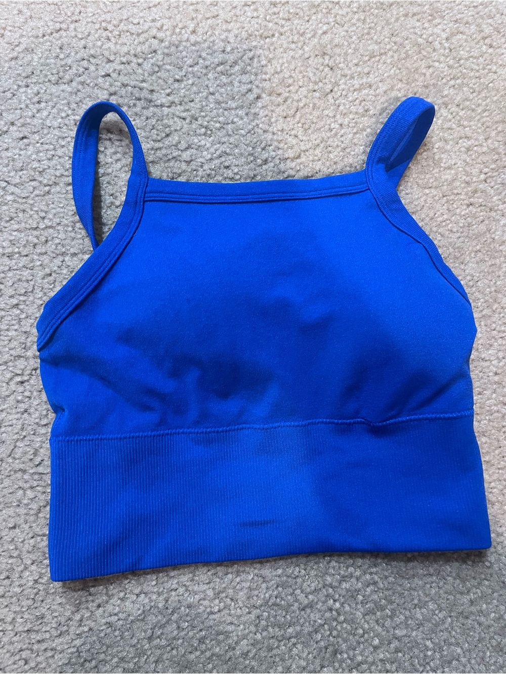 Women’s small royal blue pro fit padded Crop Tank Top sport bra 4th of July